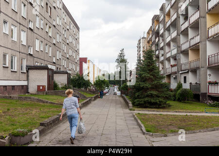 Szczecin, Polonia, abbandonati edifici prefabbricati Foto Stock