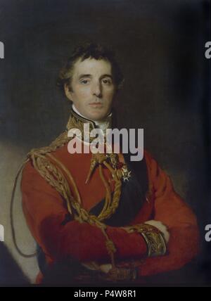 Ritratto di Arthur Wellesley (1769-1852), primo duca di Wellington - 1814 - 91,4 x71,1 cm - Olio su tela. Autore: Thomas Lawrence (1769-1830). Posizione: MUSEO WELLINGTON / ASPLEY House, Londra, Inghilterra. Noto anche come: RETRATO DE ARTHUR WELLESLEY PRIMER Duque de Wellington. Foto Stock