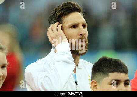 Squadra Nazionale Argentina Il forward Lionel Messi durante la Coppa del Mondo FIFA 2018 Match tra, Croazia vs Argentina su Giugno 21, 2018 Nizhny Novgorod Foto Stock