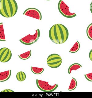 Modello senza giunture dei lobuli anguria e intera cocomeri. Illustrazione Vettoriale. Gli sfondi di cibo da frutta. Illustrazione Vettoriale