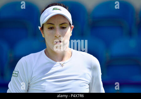 Christina McHale (USA) giocando nel primo turno di qualificazione della Valle di natura internazionale, Eastbourne 22 Giugno 2018 Foto Stock