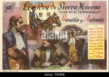 Cartello de la película El Rey de la Sierra Morena, con Rosario y Antonio, dirigida por Adolfo Aznar. España 1942. Foto Stock