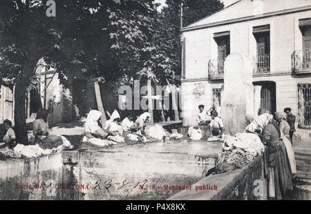 Tarjeta postale. Lavaderos públicos de Argentona. Años 1916. Foto Stock