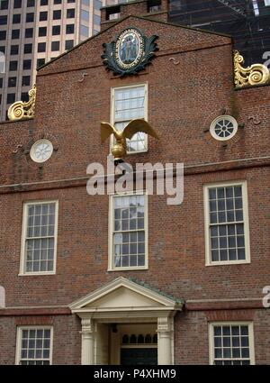 Regno Stets. Boston. Old State House. Edificio neoclassico. Xviii cenutry. Massachussetts. Foto Stock