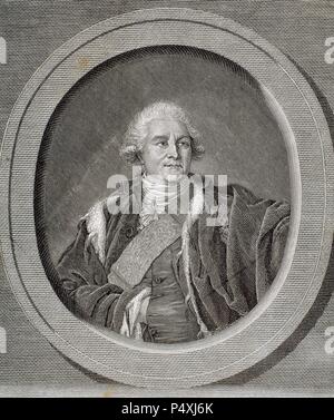 Stanislao II Poniatowski Augusto (1732-1798). Ultimo re di Polonia (1764-1795). Abdica nel 1795 (terza divisione della Polonia). Incisione byTreibmann. Foto Stock