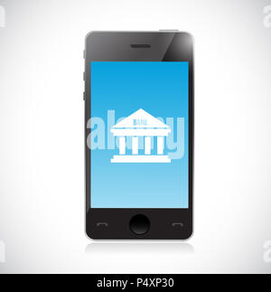 Online Banking su uno smart phone. Concept design illustrazione su uno sfondo bianco Foto Stock