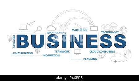 Testo Bussiness infografico graphic design concept. Illustrazione Vettoriale. isolate su uno sfondo bianco Foto Stock