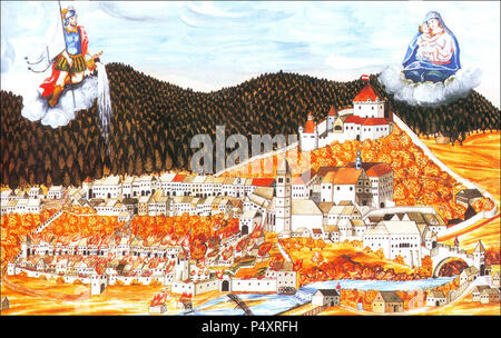 1698 fire in Škofja Loka. Foto Stock