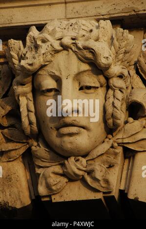 Ungheria. Budapest. Rilievo che ha decorato il castello di Buda, restaurata da Alajos Hauszmann. Xix secolo. Foto Stock