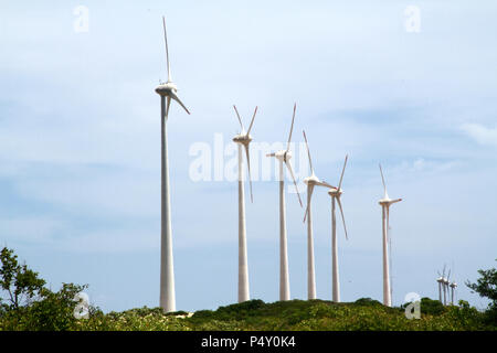 Projeto Eólico, RN 15, Rio do Fogo, Rio Grande do Norte, Brasile Foto Stock