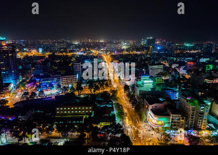 Centro di Saigon città di notte, Ho-Chi-Minh City - Vietnam Foto Stock