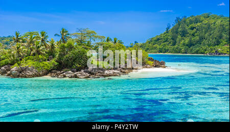 Anse I'Islette su Mahe alle Seychelles Foto Stock