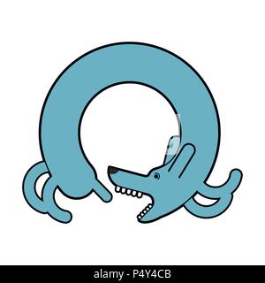 Cane morde la coda. Pet di coda di riproduzione. Illustrazione Vettoriale Illustrazione Vettoriale