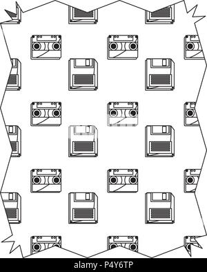 Astratta cornice con casette e il dischetto pattern su sfondo bianco, illustrazione vettoriale Illustrazione Vettoriale