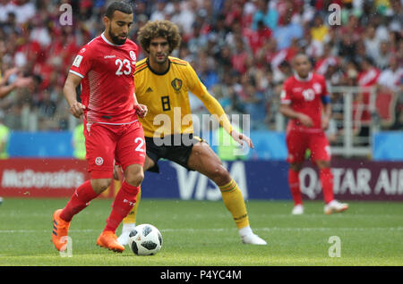 Mosca, Russo. Il 23 giugno, 2018. 23.06.2018. Mosca, Russo: NAIM SLITI in azione durante la Coppa del Mondo FIFA Russia 2018, gruppo C, la partita di calcio tra Belgio V TUNISIA in SPARTAK STADIUM di Mosca Stadium Credit: Indipendente Agenzia fotografica/Alamy Live News Foto Stock