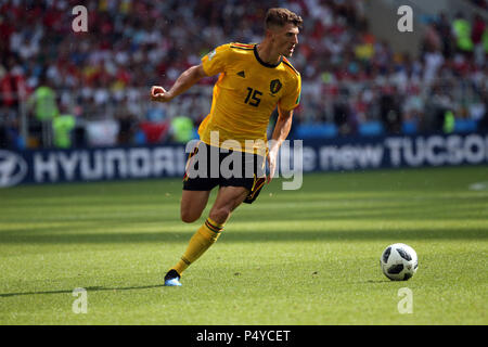 Mosca, Russo. Il 23 giugno, 2018. 23.06.2018. Mosca, Russo: Thomas Meunier in azione durante la Coppa del Mondo FIFA Russia 2018, gruppo C, la partita di calcio tra Belgio V TUNISIA in SPARTAK STADIUM di Mosca Stadium Credit: Indipendente Agenzia fotografica/Alamy Live News Foto Stock