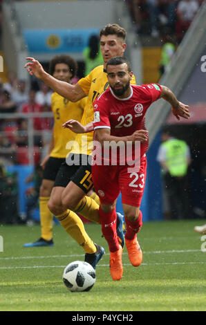 Mosca, Russo. Il 23 giugno, 2018. 23.06.2018. Mosca, Federazione:NAIM SLITI, Marouane Fellaini in azione durante la Coppa del Mondo FIFA Russia 2018, gruppo C, la partita di calcio tra Belgio V TUNISIA in SPARTAK STADIUM di Mosca Stadium Credit: Indipendente Agenzia fotografica/Alamy Live News Foto Stock