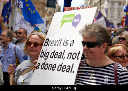 Londra, Regno Unito. 23 Giugno 2018: i manifestanti tenere un banner per chiedere una votazione durante il voto popolare marzo. Credito: Kevin Frost/Alamy Live News Foto Stock