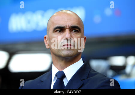 Mosca, Russia. Il 23 giugno 2018. Roberto Martinez, Belgio pullman, per la Coppa del Mondo FIFA Russia 2018, gruppo C, la partita di calcio tra Belgio V TUNISIA in SPARTAK STADIUM di Mosca Stadium Credito: marco iacobucci/Alamy Live News Foto Stock