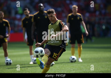 Mosca, Russia. Il 23 giugno 2018. Thomas Meunier TRAININNG prima della Coppa del Mondo FIFA Russia 2018, gruppo C, la partita di calcio tra Belgio V TUNISIA in SPARTAK STADIUM di Mosca Stadium Credito: marco iacobucci/Alamy Live News Foto Stock