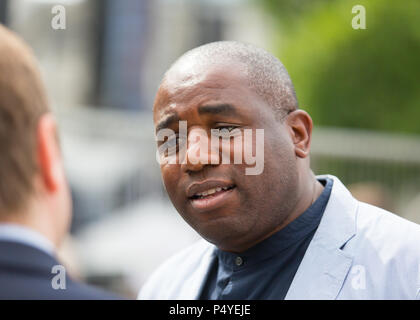 Londra, Regno Unito. Il 23 giugno 2018. Migliaia partecipano a marzo per un voto popolare sui termini della finale Brexit trattativa. David Lammy intervistata. Credito: Carol moiré/Alamy Live News Foto Stock