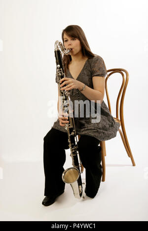 Clarinetto basso player Foto Stock