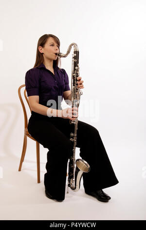 Clarinetto basso player Foto Stock