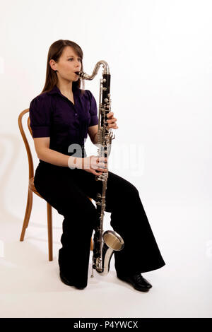 Clarinetto basso player Foto Stock