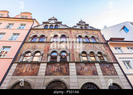 Germania, Costanza, facciata del municipio con dipinti ad affresco Foto Stock