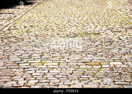 Area lastricata via acciottolata a Le Mans, Francia Foto Stock