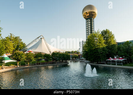 Fontana in una downtown city park a Knoxville in Tennessee Foto Stock