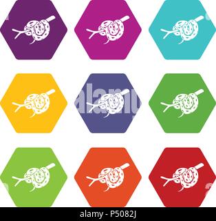 Bull snake set di icone 9 vector Illustrazione Vettoriale