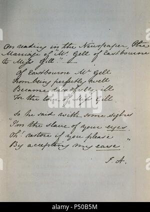 AUSTEN Jane (Steventon, 1775-Winchester, 1817). Novelista británica. Entre sus obras destacan 'Razón y sensibilidad' (1811) y 'Orgullo y prejuicio' (1813). "CARTA MANUSCRITA DE LA ESCRITORA'. Foto Stock