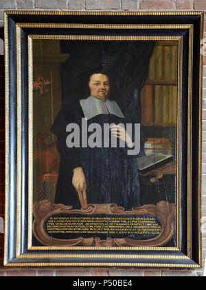 17. Jahrhundert Holztafelgemälde Mag. Hilmar Deichmann (1625-1674), Rektor der Stadtschule (Schiller-Gymnasium Hameln), pastore in Groß Berkel, Aegidienkirche Pfarrer und Marktkirche San 0025. Foto Stock