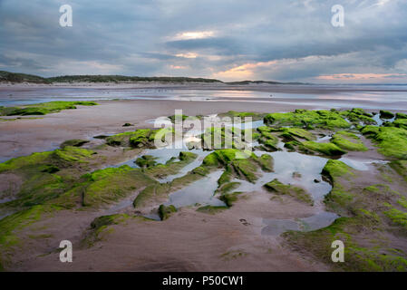 Il Northumberland costa vicino Cresswell al tramonto Foto Stock