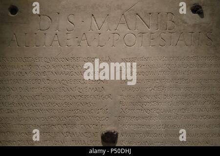 Allia Potestas Freedwoman Di Perugia 1st 4secolo D C Epitaffio Latino Marmo Museo Nazionale Romano Terme Di Diocleziano Roma L Italia Foto Stock Alamy