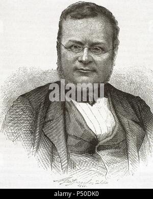 CONDE DE CAVOUR (Camillo Benso) (1810-1861). Estadista italiano, Onu de los artífices de la unificación italiana. Grabado S. XIX. Foto Stock