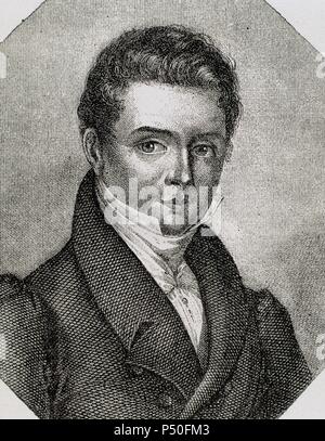 Washington Irving (1783-1859). Lo scrittore americano. Incisione del XIX secolo. Foto Stock