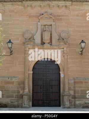 Spagna. Castilla la Mancha. Villanueva de los Infantes. Chiesa di San Domenico. Il XVII secolo. Facciata. Foto Stock