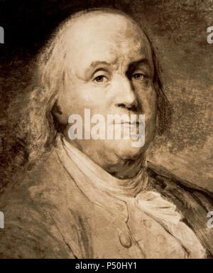 Franklin, Benjamin (1706-1790). Statista americano e uno scienziato. Da Grenye. Foto Stock