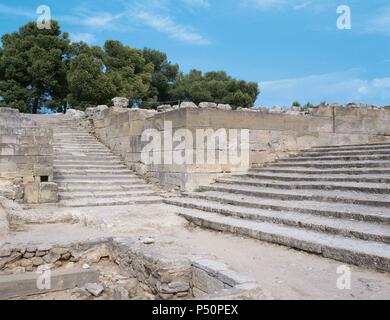 Arte minoica Palazzo di Festo. Età del Bronzo. Vista delle fasi. Propileo Ovest. Centrale di Creta. Foto Stock