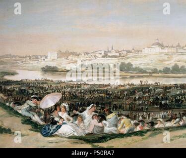 ARTE S. XVIII. ESPAÑA. GOYA, Francisco (1746-1828). Pintor y grabador español. 'LA Pradera de San Isidro" (1788). Detalle. Museo del Prado. Madrid. Foto Stock