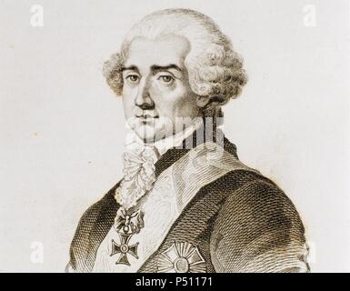 Stanislao II Poniatowski Augusto (1732-1798). Ultimo re di Polonia (1764-1795). Abdica nel 1795 (terza divisione della Polonia). Incisione byTreibmann. Foto Stock