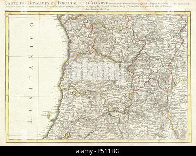 1775 Rizzi-Zannoni mappa il Nord del Portogallo - Oporto - Geographicus - PortugalNorth-zannoni-1775. Foto Stock