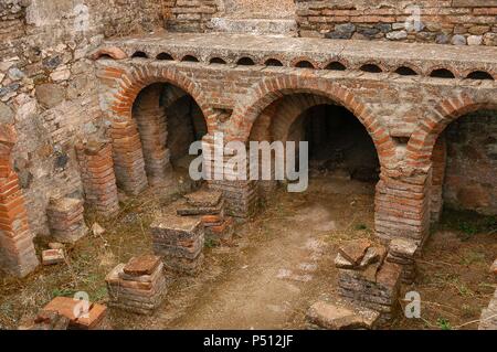 Villa romana di Pisoes (1 al iv secolo D.C.). Bagno Romano (terme). Hypocaust. Vicino a Beja. El Alentejo. Il Portogallo. Foto Stock