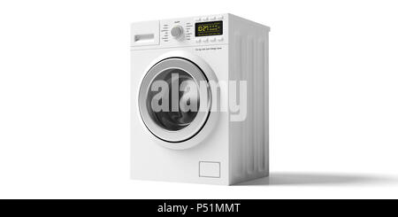 Vestiti servizio lavanderia. Lavaggio, la macchina asciugatrice isolati su sfondo bianco. 3d illustrazione Foto Stock