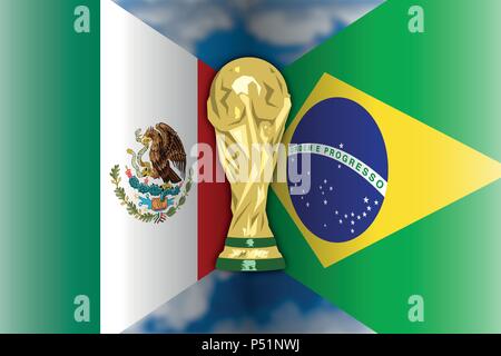 Messico VS Russia, Brasile 2018, bandiere Illustrazione Vettoriale