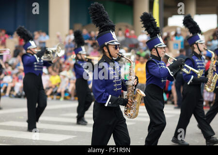 Indianapolis, Indiana, Stati Uniti d'America - 26 maggio 2018, l'orgoglio di Paoli Band suona presso il Indy 500 Parade Foto Stock