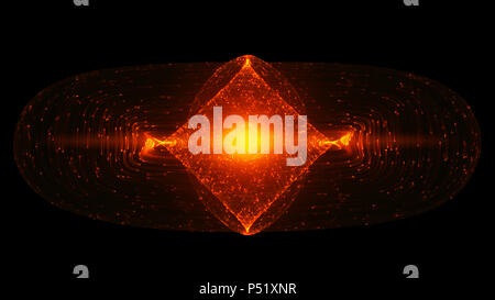 Disegno astratto incandescente con particelle di luce in orbita attorno ad un Tokamak Donut-Shaped o dispositivo. Concetto Antigravity, campo magnetico, Singularity, G Foto Stock