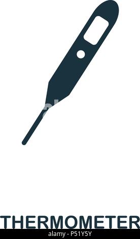 L'icona del termometro. Linea di icona di stile design. UI. Illustrazione dell'icona del termometro. Pittogramma isolato su bianco. Pronto per l'uso nella progettazione web, applicazioni software, stampa. Illustrazione Vettoriale